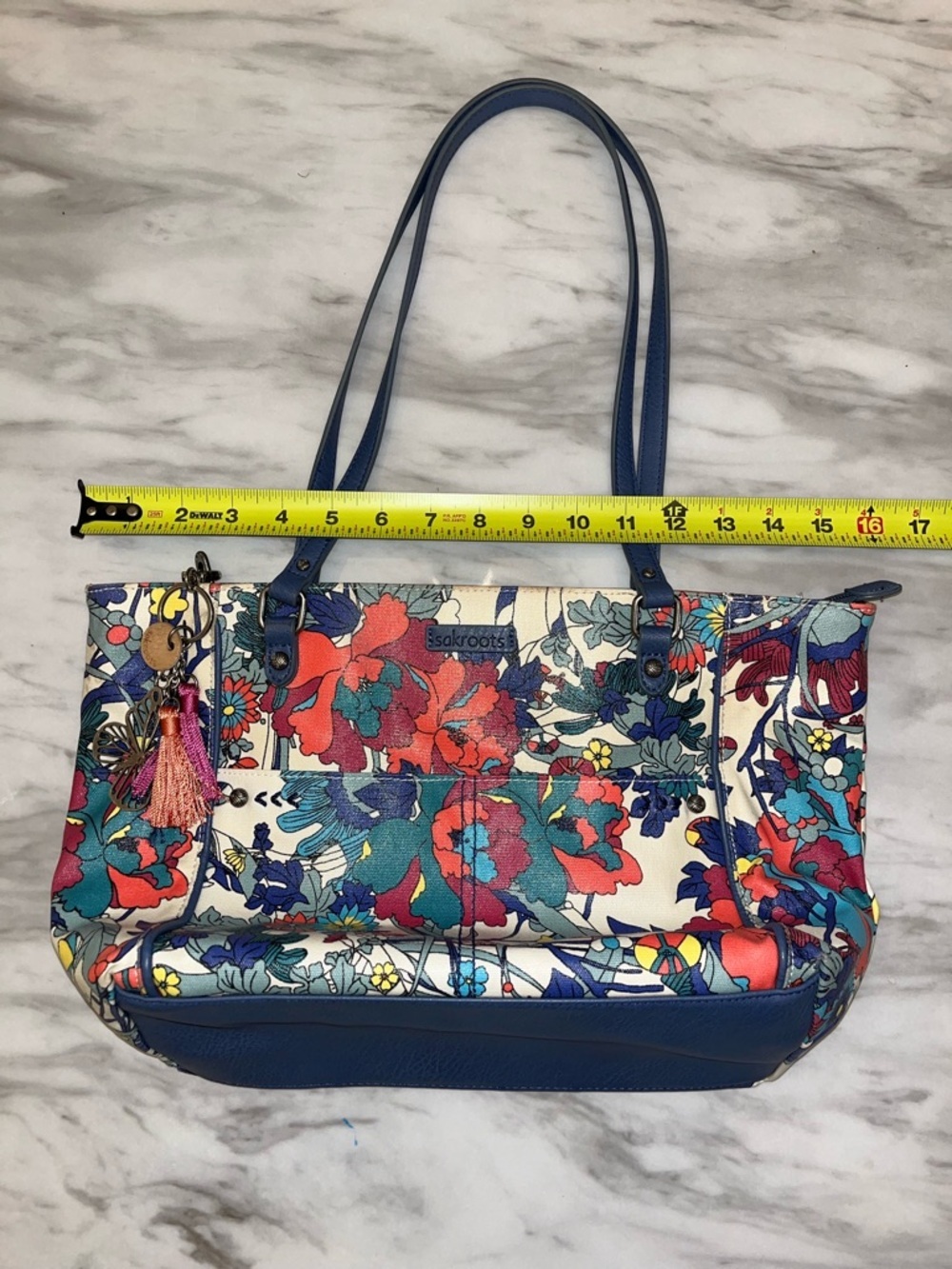 Sakroots Navy-Handled Floral Print Tote - Picture 7 of 10